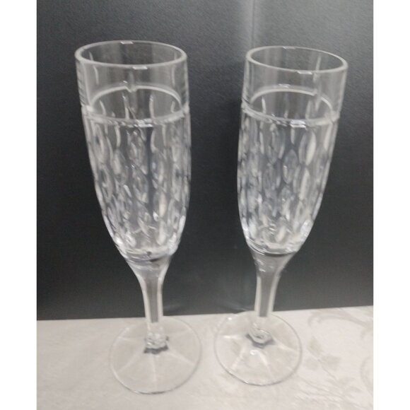 Set Of 2 Ralph Lauren Crystal ‘Aston’ 9.5” Champagne Flutes - Picture 3 of 13